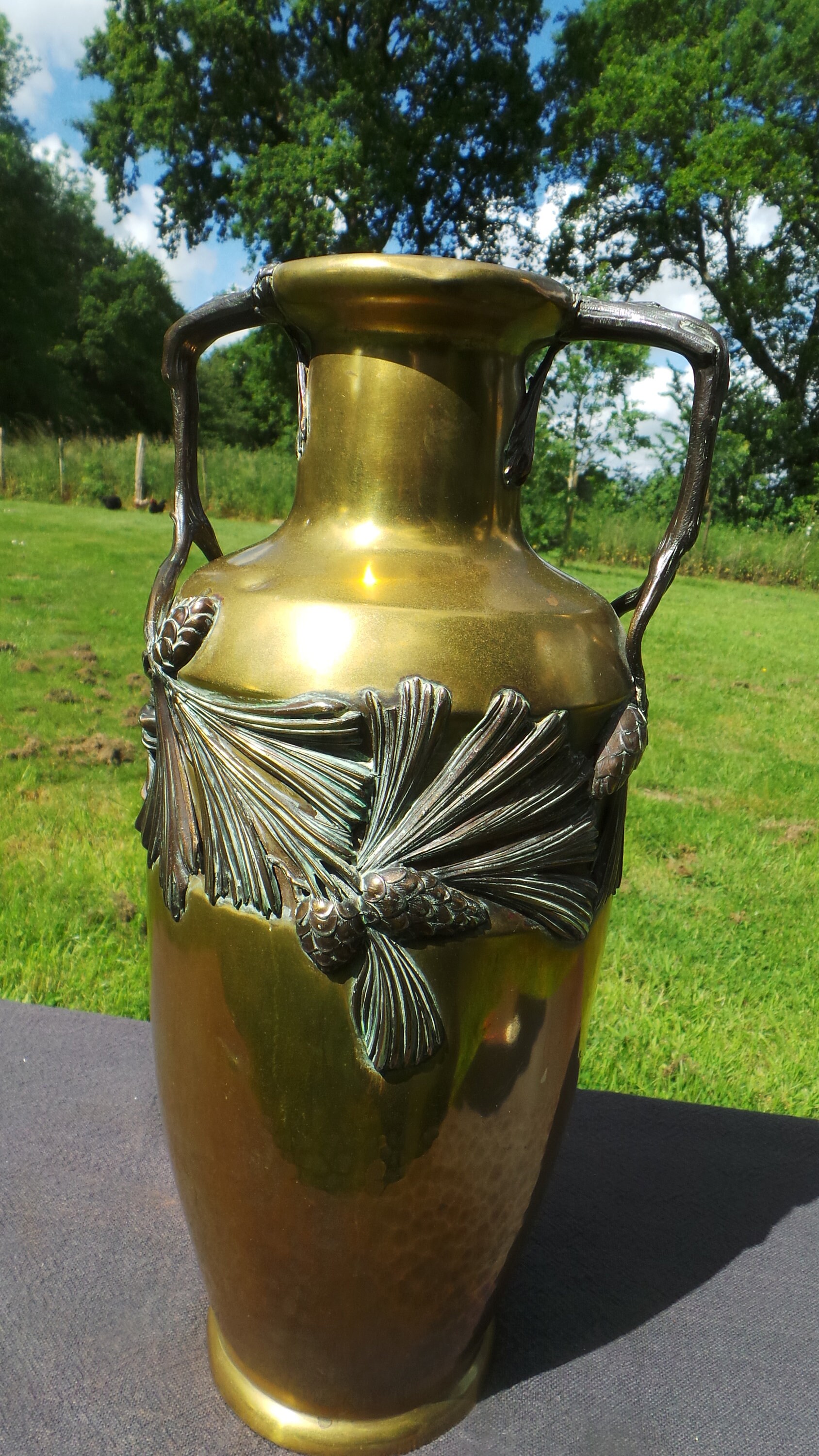 Reserved Katie Kayser Fine German Bronze Brass Art Nouveau Vase