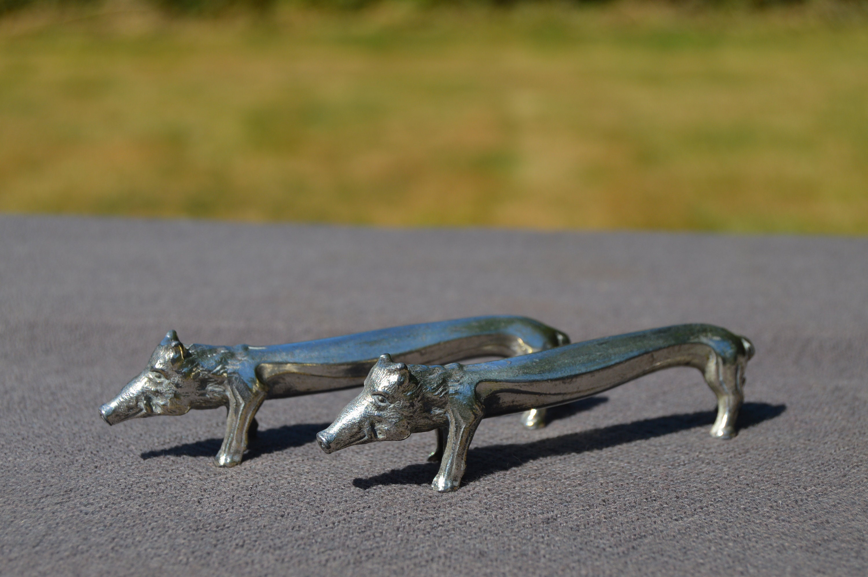 Antique Pair Of Wild Boar Knife Rests French Antique Two Carving Knife