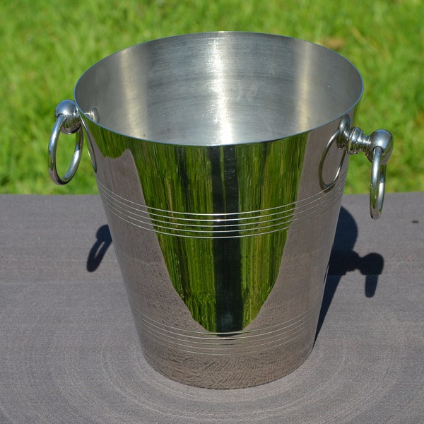 French Plated Champagne Bucket or Wine Cooler Made in France No Maker's Mark Seau de Champagne Ice Bucket Wine Cooler Wine Bucket