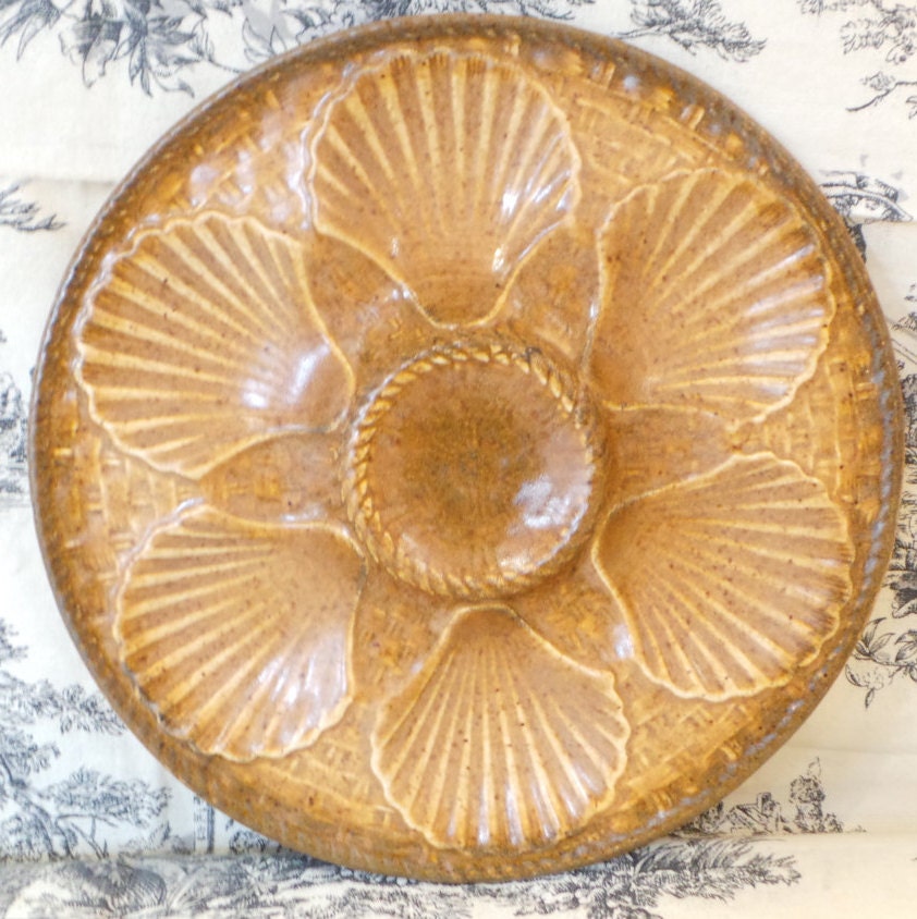 Huître Assiette Longwy Scollop Huitre Moule Poisson Plaque Français Super État Fruits de Mer Coquill