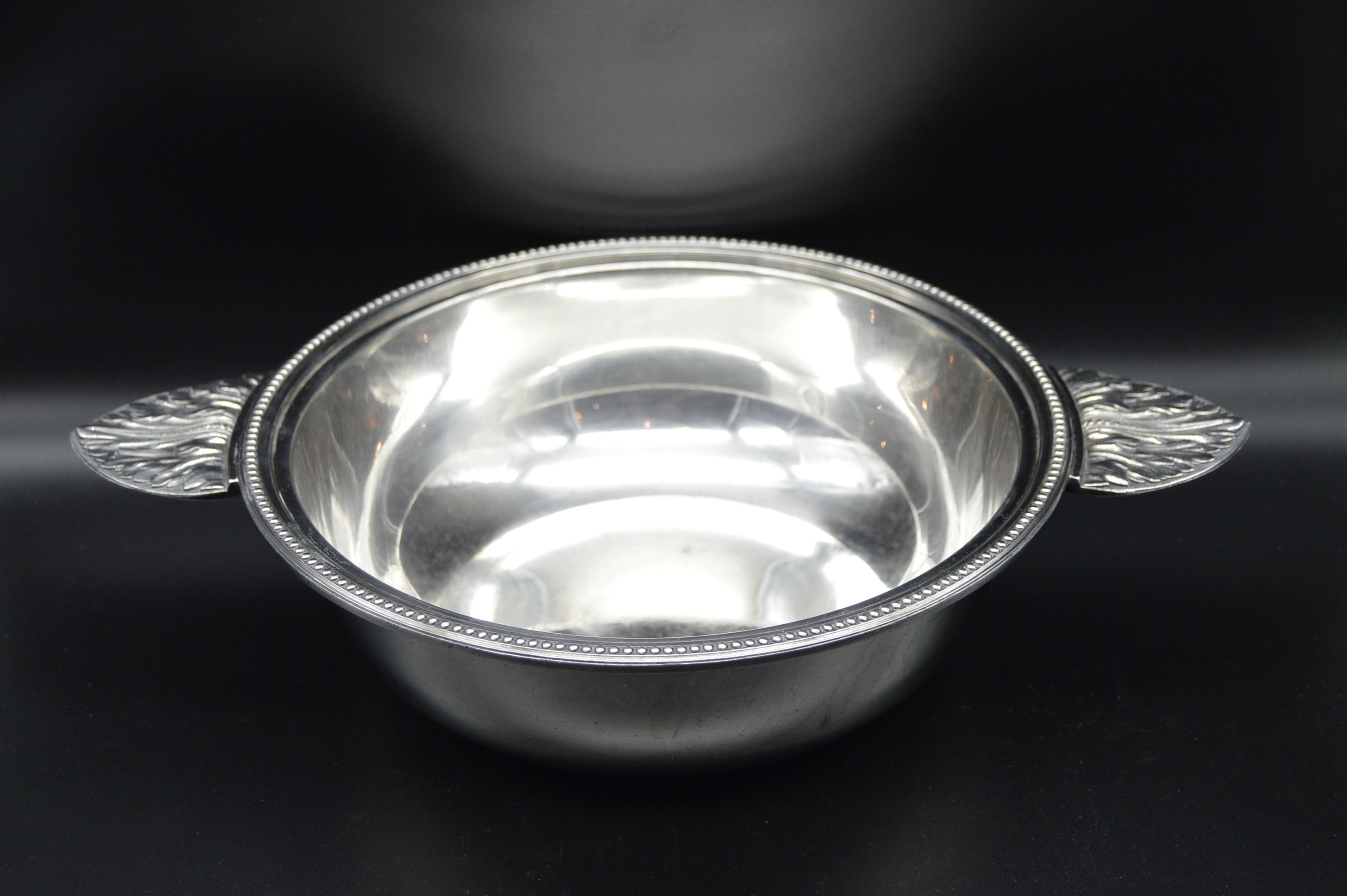 Bol Christofle Gallia 1935-1975 Plaqué Argent Metaille Blanc' Deep Dish Grand Bol de Service Vrai Lu