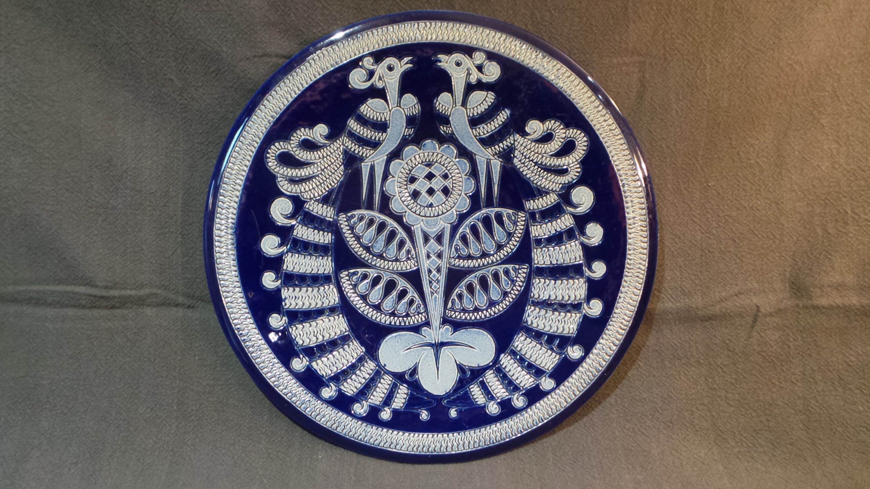 Plateau de Grès Céramique Allemande Grande Assiette Entièrement Marqué Marzi et Remy Westerwald en A