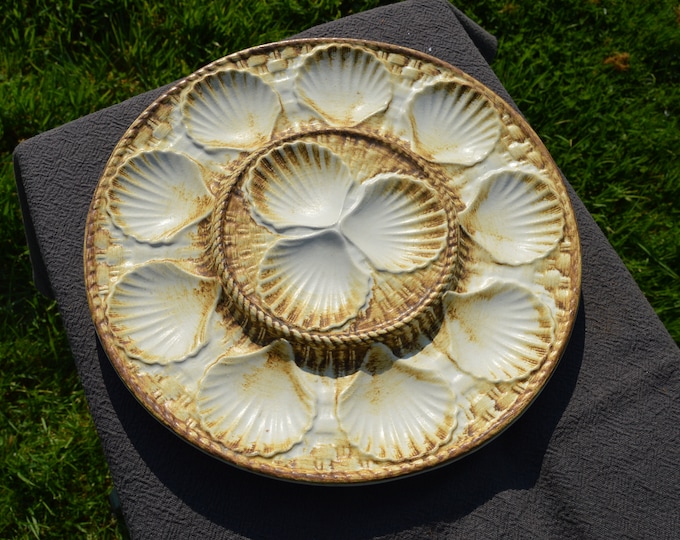 Longchamps Platter French Oyster Mussel Coquille St Jacques or Shellfish Master Plate Made in France Longchamps - One Massive Platter