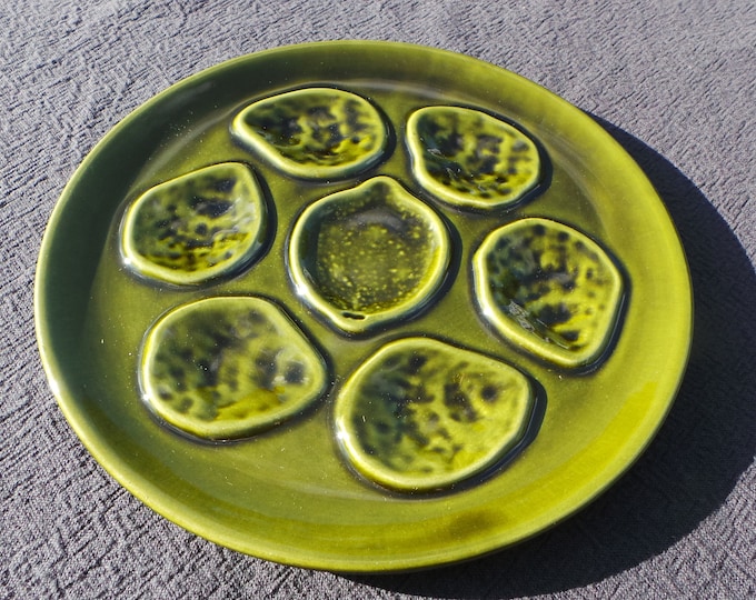 Oyster Plate Green Huitre Mussel Fish Plate Vintage French Super Condition Seafood Plate Shellfish Plate Oyster Plate Nidervillers Style