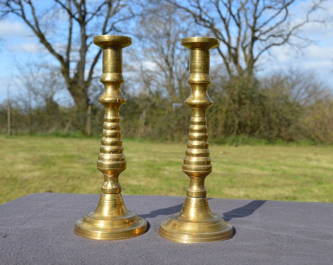 French Candle Sticks Vintage French Brass Candlestick Holders French Bronze Candle Holders Classical Pair Heavy, Good Quality