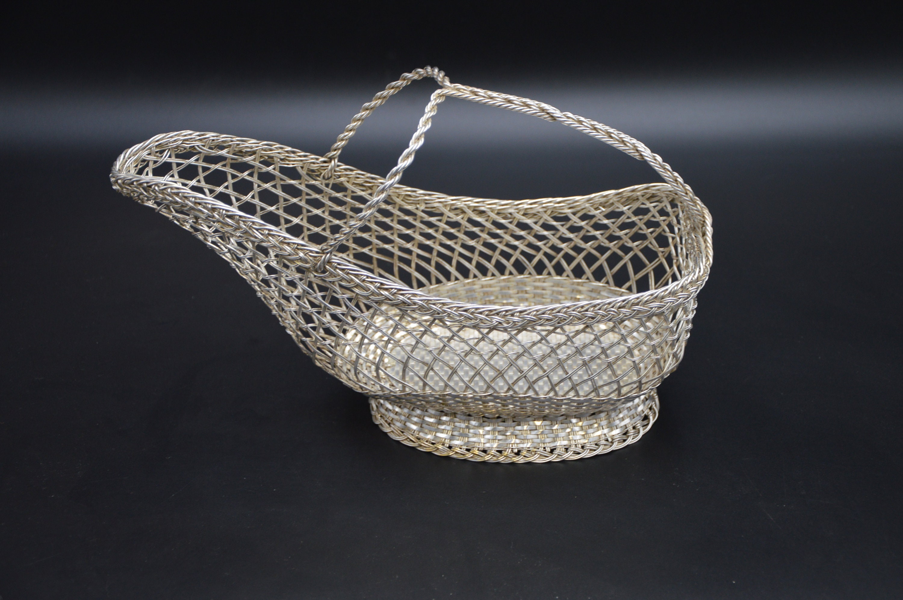 Made in France Bottle Holder Basket Silver Plate French Plated Marked