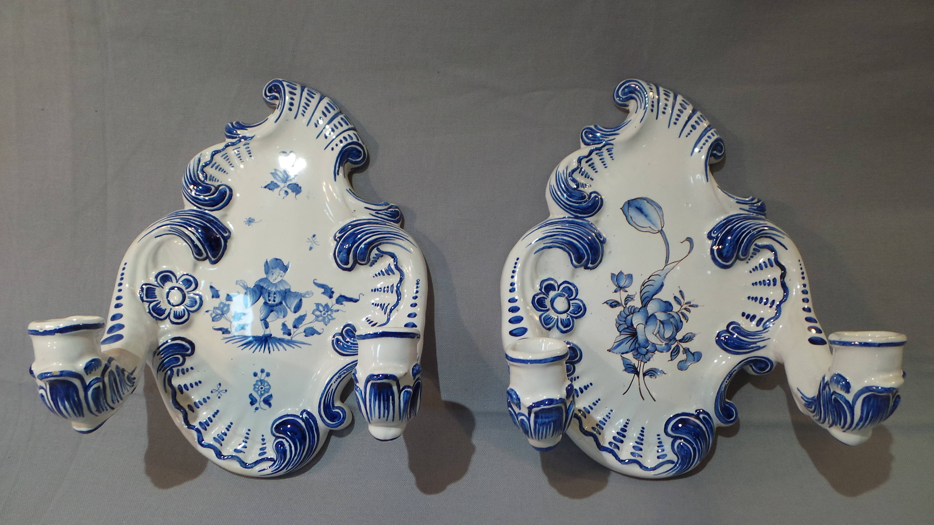 Français Bougie Sticks Paire Poterie Vintage Français Céramique Candelabra Deux Détenteurs de Chande