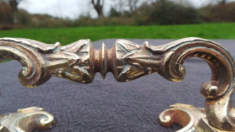 Versailles Chic Gorgeous Polished Bronze Door Fittings Handles Antique Classic French Bronze Set of Two Drawer Door Handles Chateau