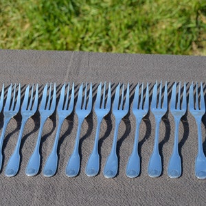 Christofle Six Spoons and Forks Good Size French Silver Plated Marked Christofle Vintage Christofle 1935-1983 Cutlery Flatware Some Wear