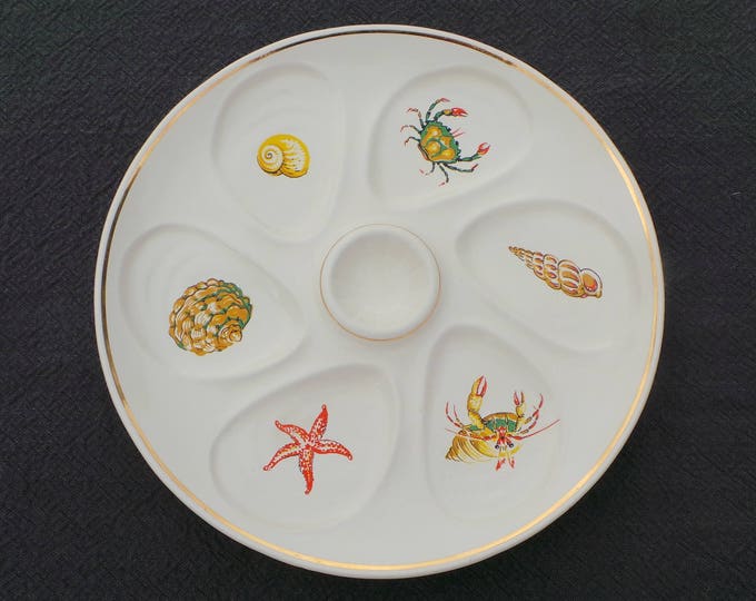 Oyster Plate SALINS Huitre Mussel Fish Plate Salins Sea Creatures Vintage French Seafood Plate Shellfish Plate Oyster Plate 5803