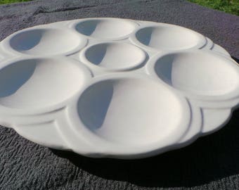 Oyster Plate Sarreguemines Scollop Huitre Mussel Fish Plate Vintage French Art Deco Seafood Plate Shellfish Plate Oyster Plate 1920-1950