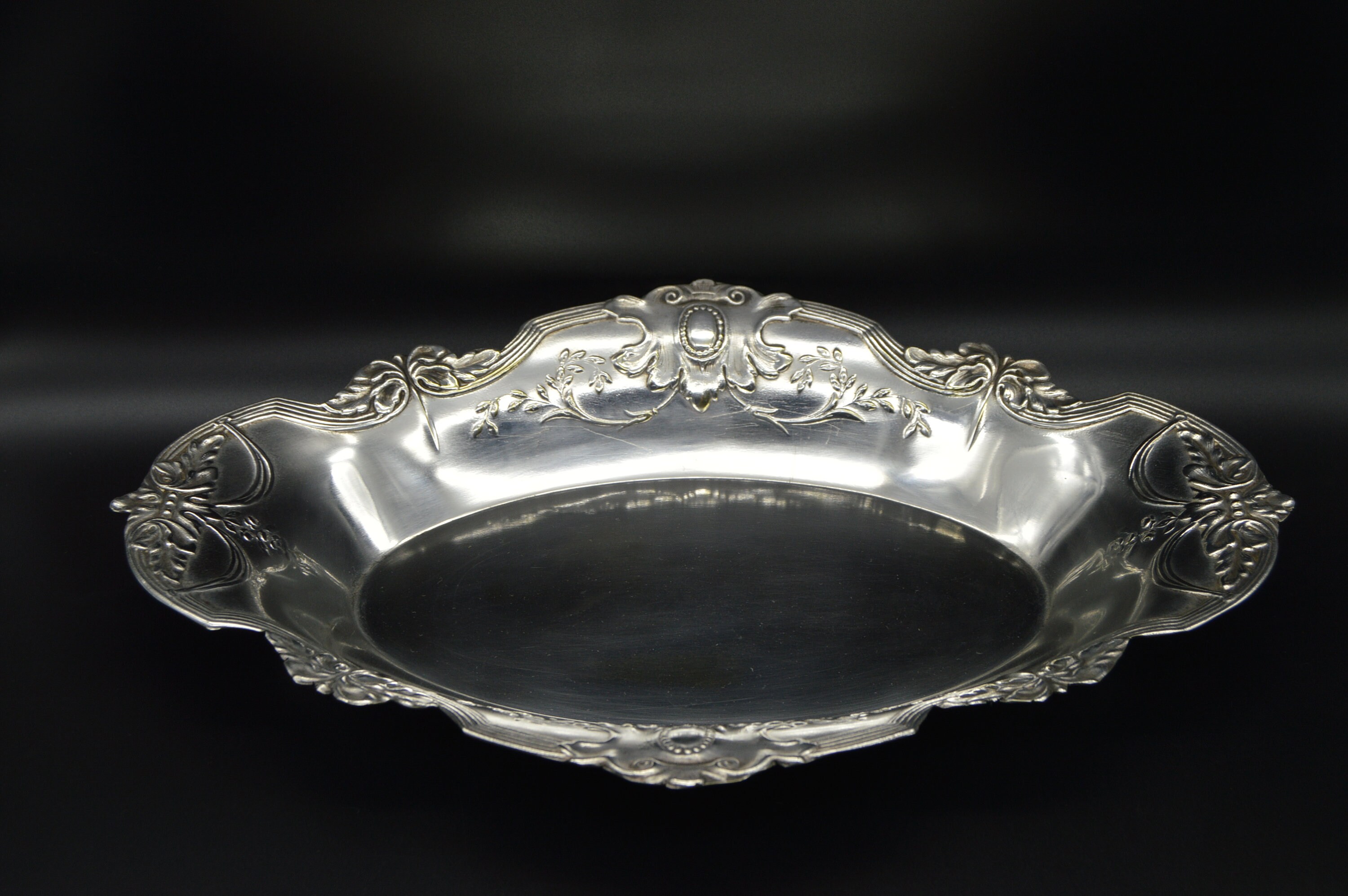 Vintage French Silver Plate Dish Fruit Bowl Marked GH Beautiful Design French Bowl French Silver Plated Bowl France Made Dish