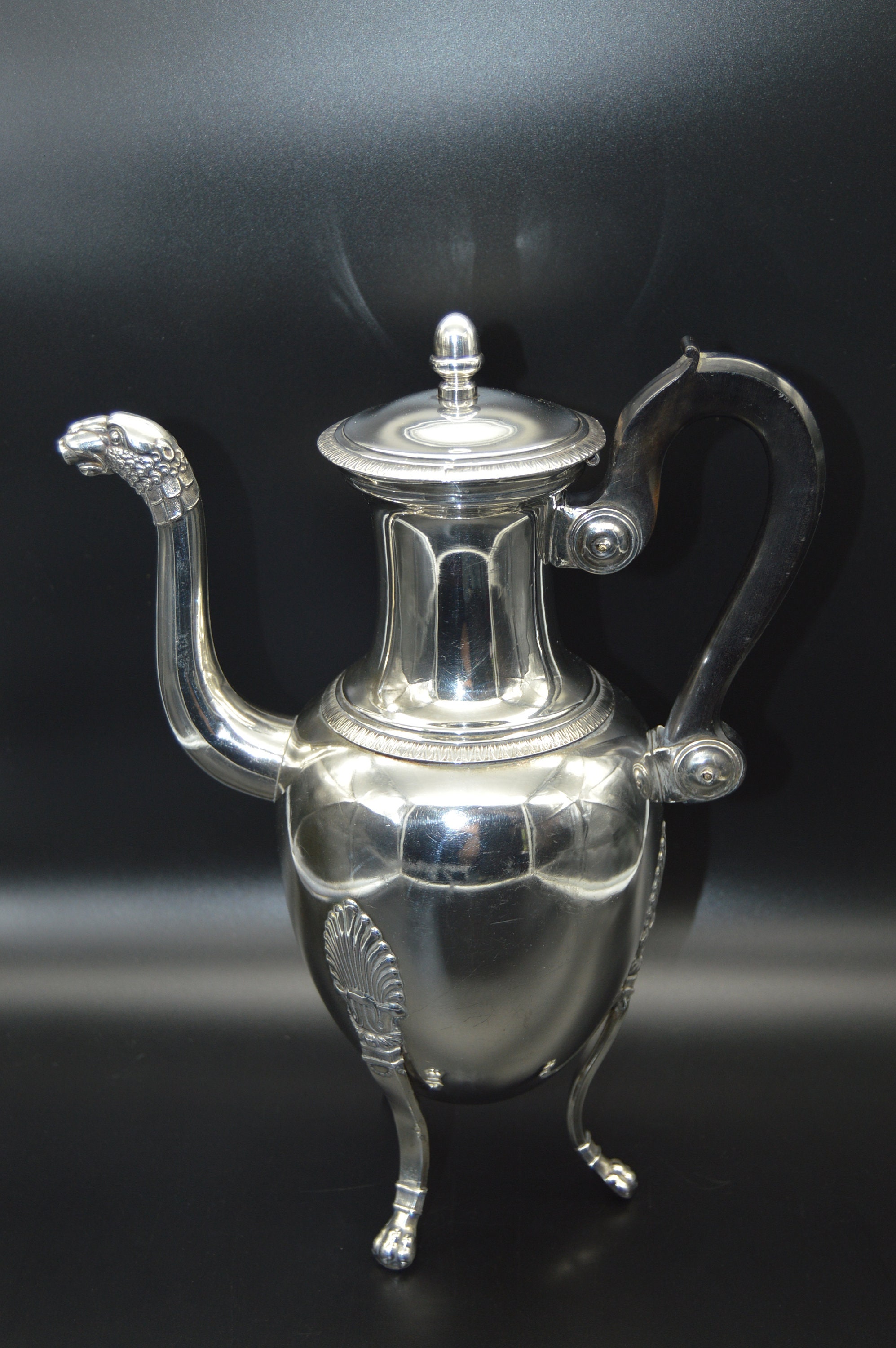 Francoise Levrat Cafetière Français Plaque d'argent Antique Metaille Blanc Makers Mark Bel Exemple P