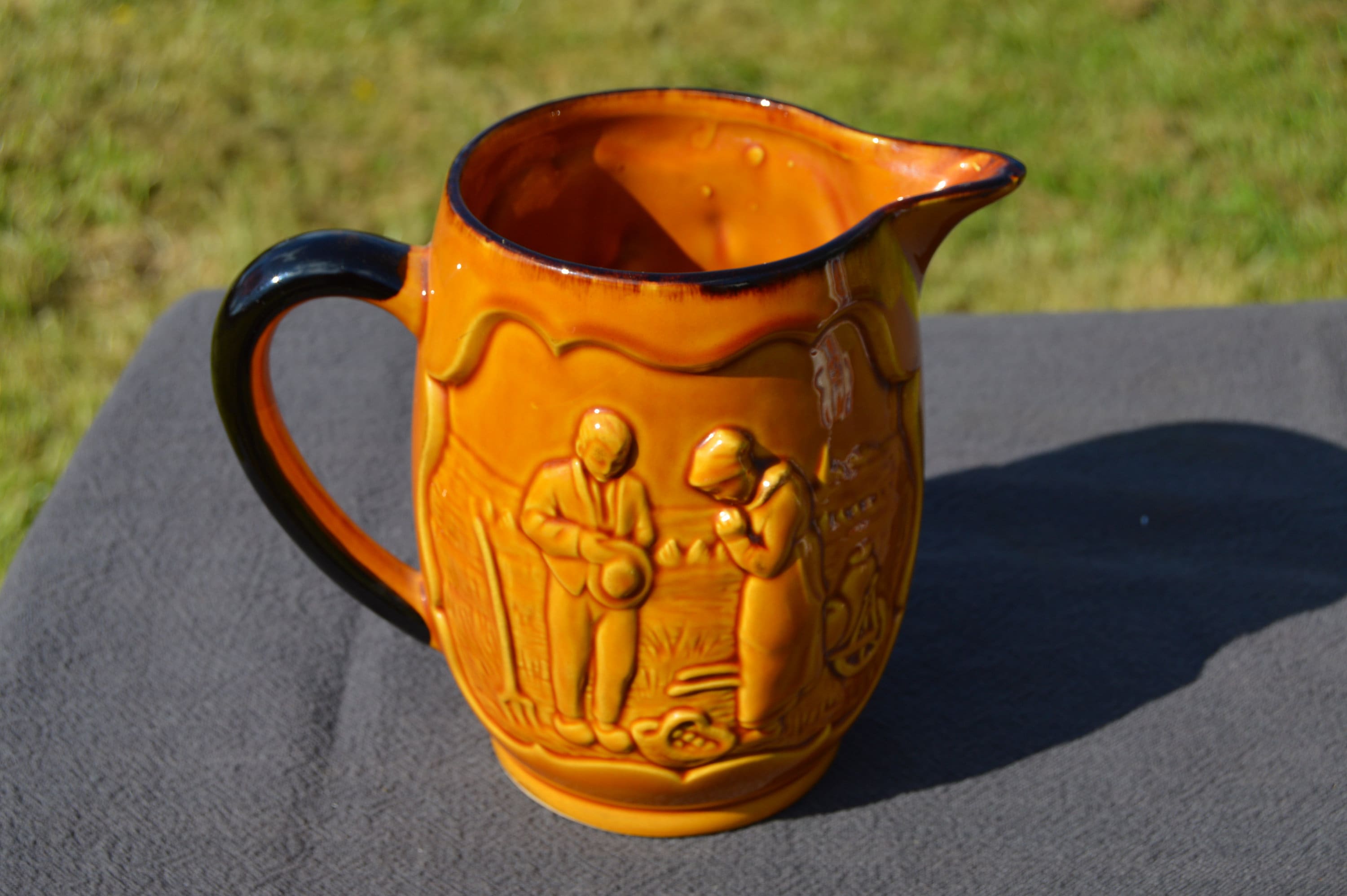 Vintage Français Angelus Poet Laval Of Provence Jug Water Pitcher Fully Marked Ceramics Grateful Pra