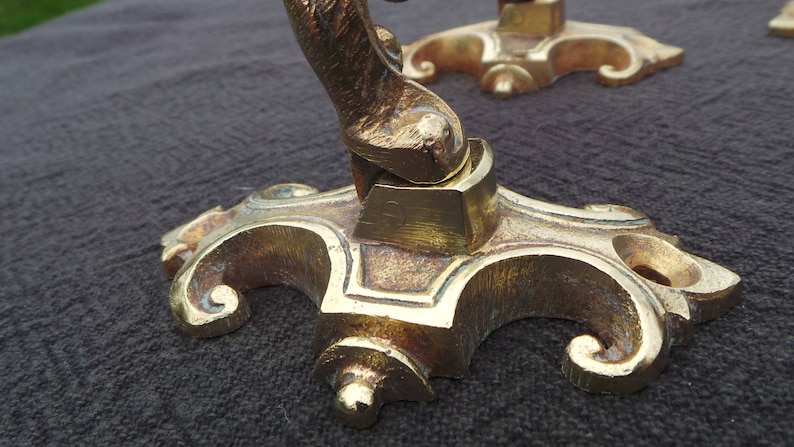 Versailles Chic Gorgeous Polished Bronze Door Fittings Handles Antique Classic French Bronze Set of Two Drawer Door Handles Chateau