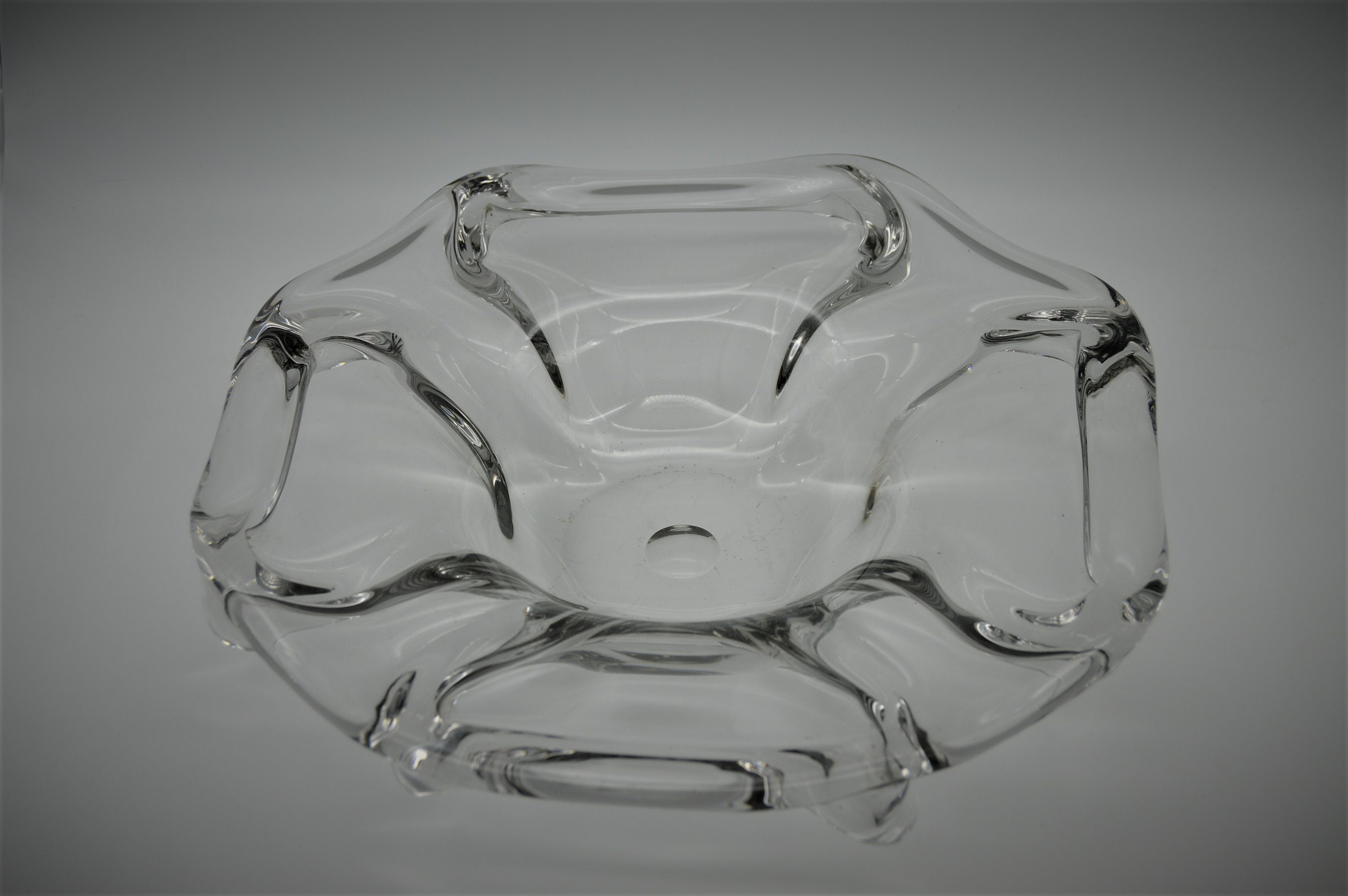 Crystende de France Vintage Crystal Swirl Splash Vase Bowl Made in Fully Marked Lovely Français Glas