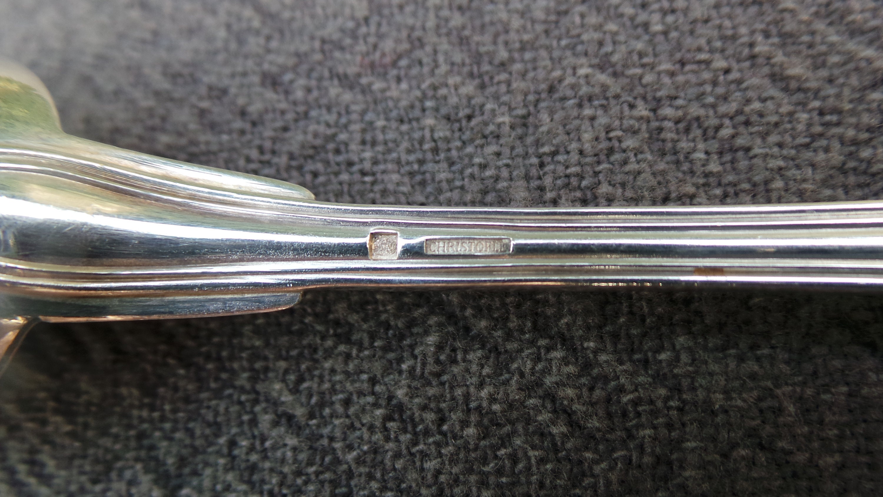Christofle Six Spoons Good Size Chinon French Silver Plated Marked Christofle Antique Christofle 1878-1899 Cutlery Flatware Some Wear