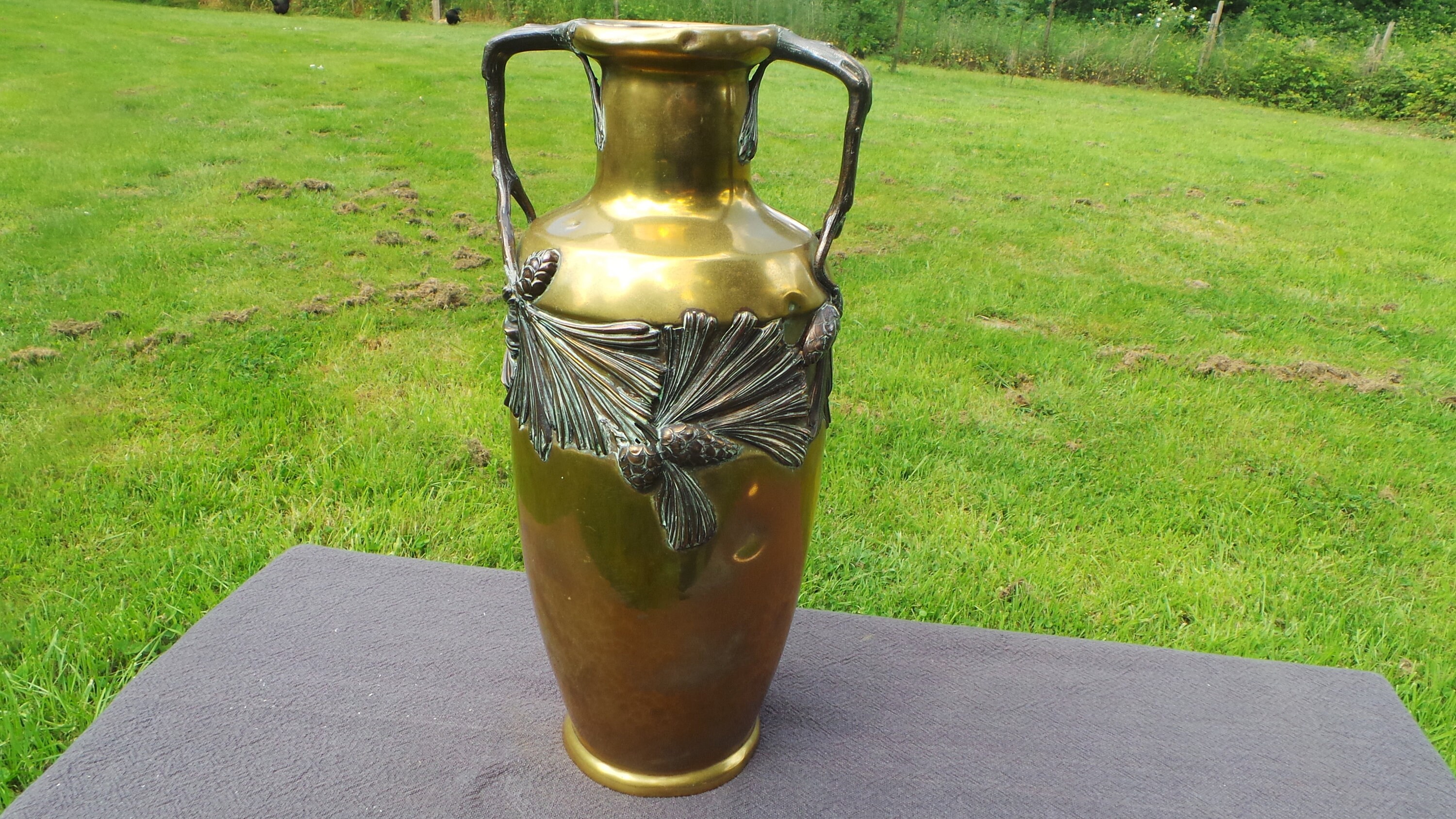 Reserved Katie Kayser Fine German Bronze Brass Art Nouveau Vase
