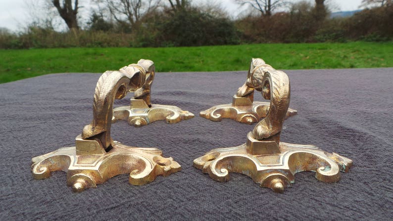 Versailles Chic Gorgeous Polished Bronze Door Fittings Handles Antique Classic French Bronze Set of Two Drawer Door Handles Chateau