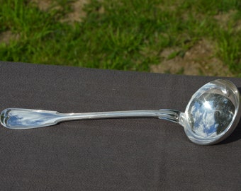 Christofle French Antique Silver Plate Ladle Modele 5002 Filet 1867 Pattern Beautiful Soup Ladle Metaille Blanc Spoon Christofle