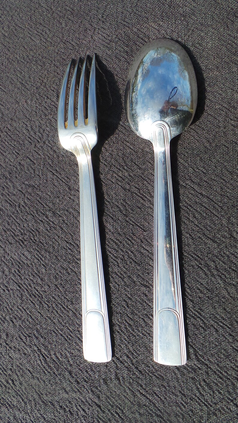 Christofle Six Spoons and Forks Good Size French Silver Plated Marked Christofle Vintage Christofle 1935-1983 Cutlery Flatware Some Wear