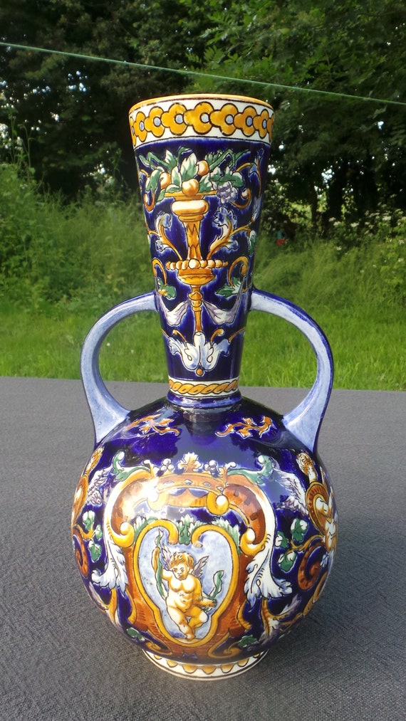 GIEN French Vase, Italian Renaissance Majolica Pattern Vase