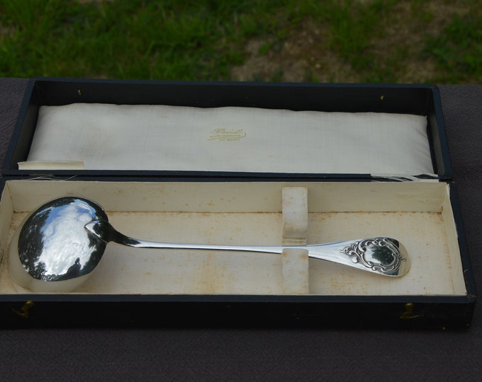 Ercuis French Vintage Silver Plate Ladle Makers Mark Beautiful Example Metaille Blanc Super Quality Silver Plate Spoon Soup Ladle