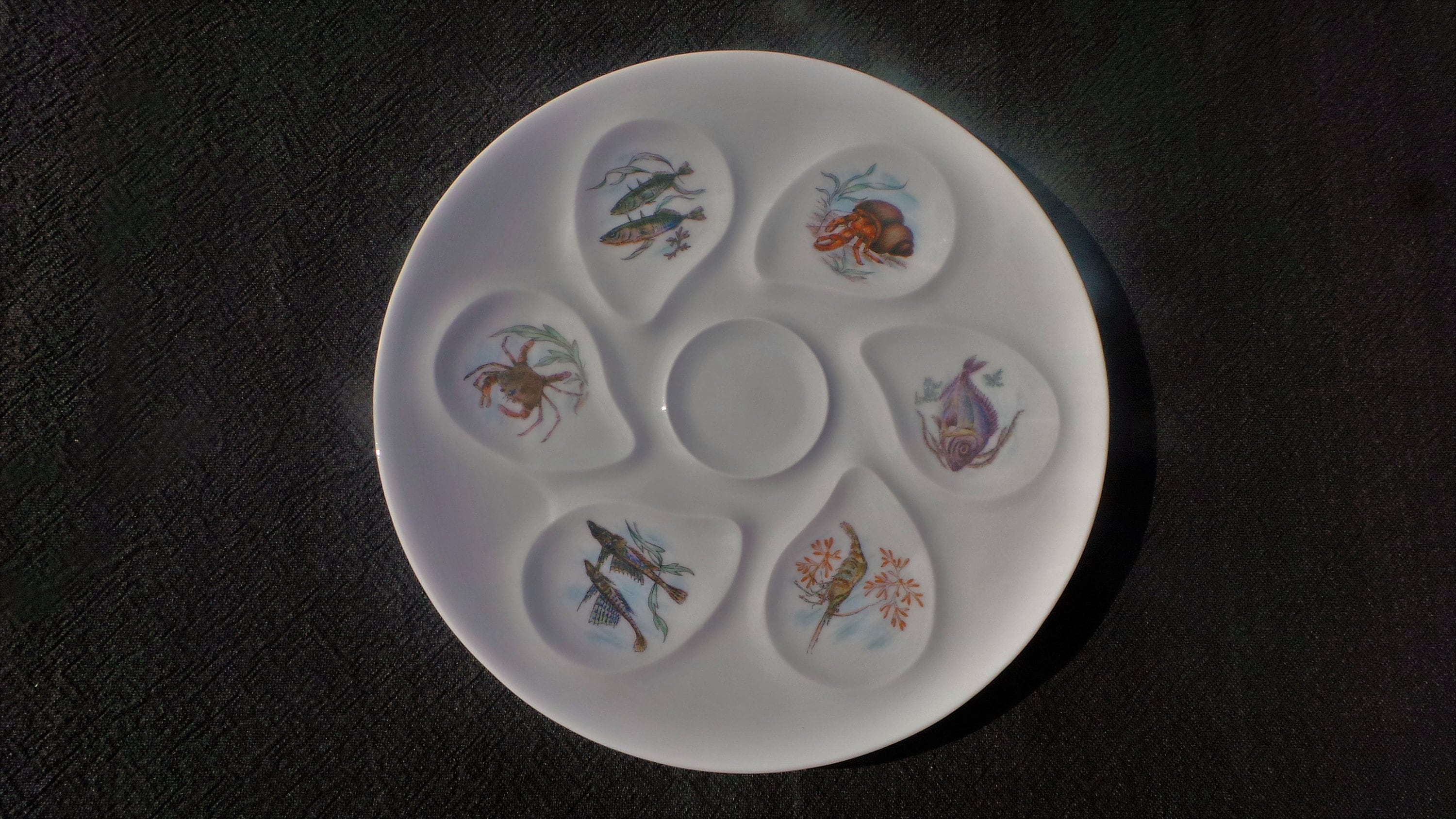 Plaque d'huître Limoges Huitre Mussel Fish Plate Sea Creatures Vintage Français Seafood Shellfish Oy