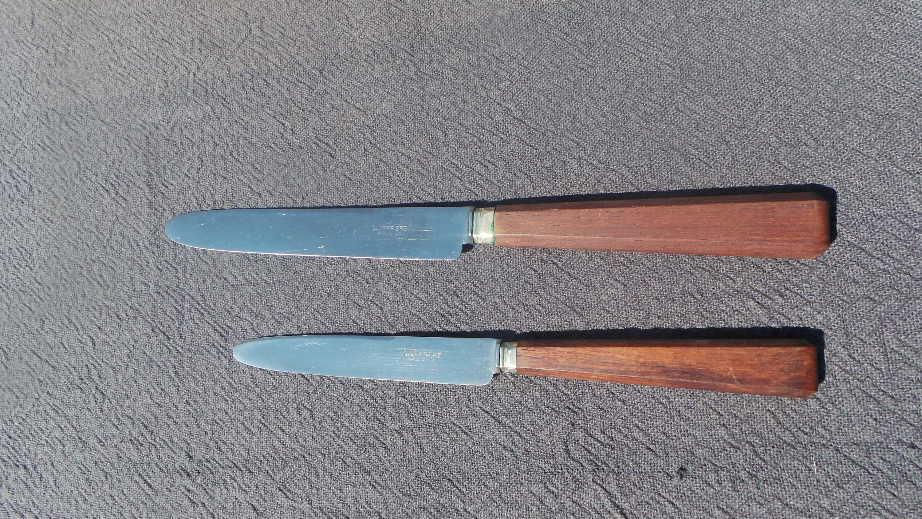 French Vintage Set of 24 Knives Stainless Steel and Wooden Handles
