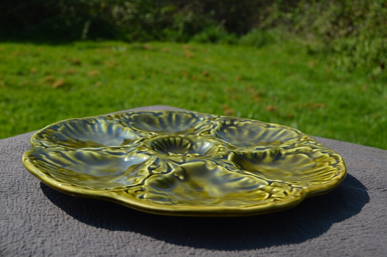Oyster Plate Gien Huitre Mussel Fish Plate Gien Green Vintage Etsy