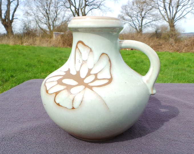 Vase Jug Pitcher Ceramic Scheurich - Keramik West German Butterfly Glazed Mid Century Modern Robust Stoneware Handled Perfect Condition