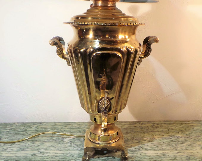 Samovar Table Lamp French Vintage Solid Bronze/ Brass Lamp Base Quality Brass Chateau Chic Table Lamp All Working Condition Heavy Cast Brass