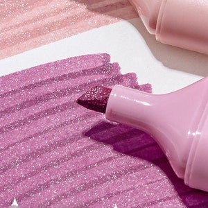 Evidenziatori glitterati, pennarelli scintillanti, punta a scalpello, colori pastello, delicati sugli occhi, set da 12 colori