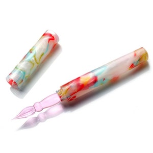 Handgemachte Kurze Glas Dip Pen mit Kappe, 0,4 mm EF Pen Spitze, Glas Nib Dip Pen Tasche Glas Dip Pen