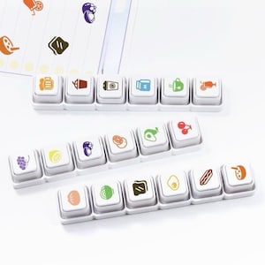 Mini Food Stamp Set, Self Ink Planner Stamp, Fruit Drink Food Stamp, Bullet Journal Stamp, Cute Mini Stamp, Planner Stamp, 6 in 1 Stamp