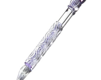 Sceptre design Dip Pen, Purple Glass Dip Pen, Wave Pattern 0.4mm Pen Point