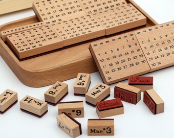 20Pcs Wooden Calendar Stamp Set, Date & Month Rubber Stamps, Planner Journal Stamp, Scrapbooking Bullet Journal Supplies