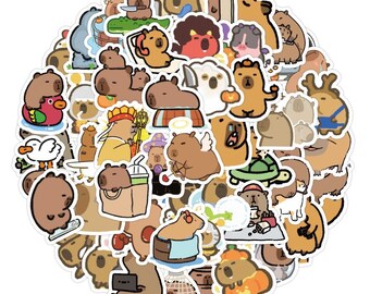 Capybara Sticker, 100pcs Cute Stickers, Animal Stickers, Water Hog Planner Stickers, Water Bottle Sticker, Waterproof Sticker