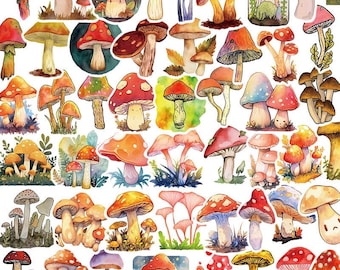 Cute Mushroom Sticker, 50pc Mushroom Sticker Pack, Laptop Stickers, Vinyl Stickers, Cute Stickers, Forest Stickers, Nature Stickers