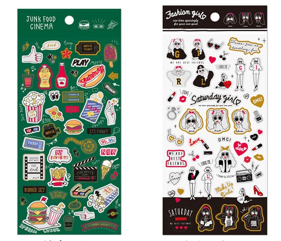 Set Of 2 Sheets Fast Food Fashion Girls Cenima Chips Craft Etsy