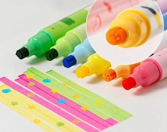 Dual Tip Highlighter Marker Set – Chisel & Stamp Pens for Journaling, DIY Cards, Study Notes, 8pcs