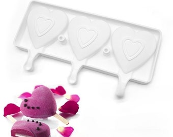 Heart-shaped ice cream mold made of silicone, suitable for making mousse cakes, chocolate crispy ice cream bars, popsicles baking desserts