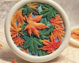 Autumn Maple Leaf Wax Seal Stamp with Wooden Handle, Fall Foliage Brass Wax Seal, Nature Leaf Seal for Journals Envelopes and Scrapbooking