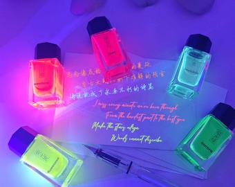 Juego de 6 tintas invisibles para pluma estilográfica, 22 ml de tinta reactiva a la luz UV para pluma de vidrio, pluma de inmersión, escritura secreta y diario personal.