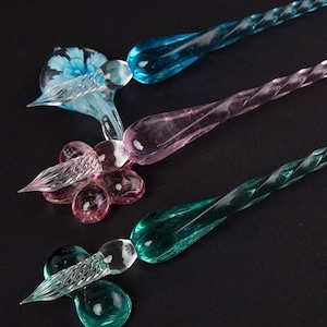 Bonbonfarbener Glas-Dip-Stift - Handgefertigter, einfarbiger Kristallglasstift, eleganter Kalligraphiestift mit gedrehtem Design