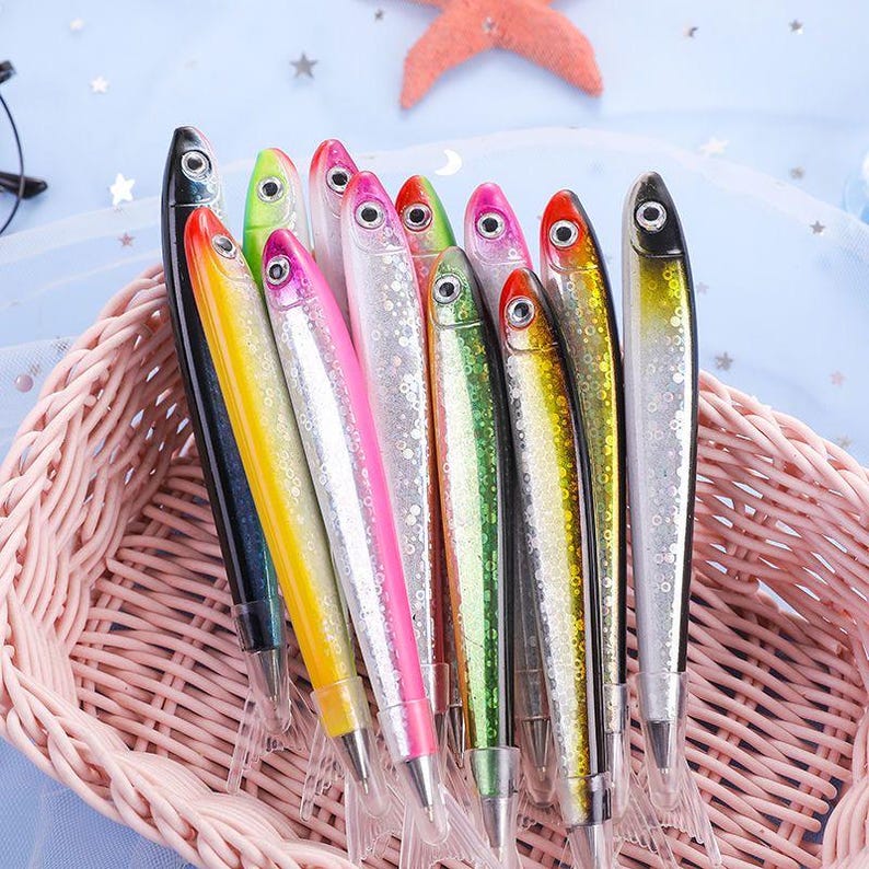 Fish Shaped Ballpoint Pens, 0.7mm Blue Ink, Fun Novelty Writing Pens ...