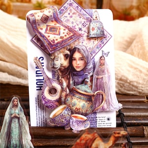 Confezione di adesivi Boho Exotic Journal / 120 pezzi di articoli per scrapbooking mediorientali / Decorazioni per diario arabo / Trasparenti e impermeabili