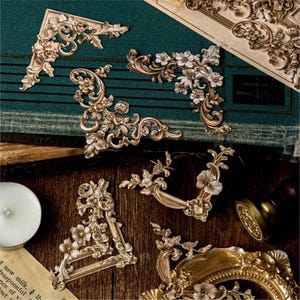 120 pezzi adesivi angolari barocchi assortiti, abbellimenti vintage per album, adesivi decorativi per angoli fotografici, 6 colori