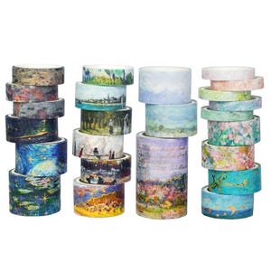 24 Rollen Van Gogh Washi Tape Set | Foilkunst DIY-afplaktape voor scrapbooking junk Journal Bujo 6 mm–50 mm