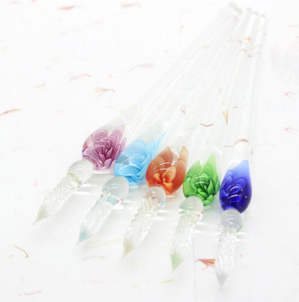 Flower Design Dip Glass Pen Dip Sign Pen for Women Simple Etsy